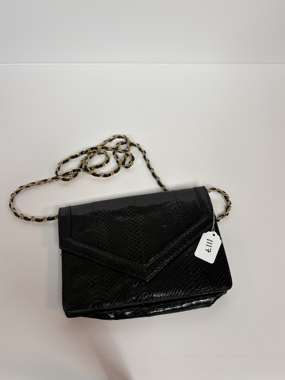 PF-1117 Vintage Saks Fifth Avenue Snakeskin Leather Shoulder Bag